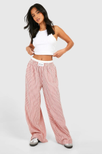 Petite Contrast Waistband Pinstripe Trouser