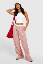 Petite Contrast Waistband Pinstripe Trouser