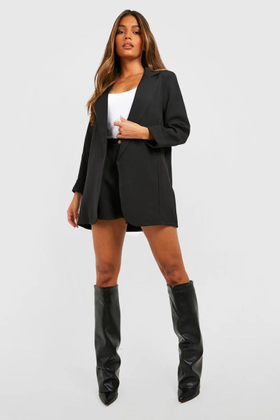 Product Boohoo Basics Woven Turn Cuff Relaxed Fit Blazer