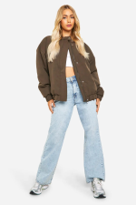 Oversized Collar Detail Bomber Jacket