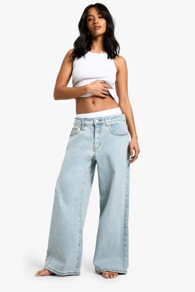 Product The Petite Mid Waist Wide Leg Jean