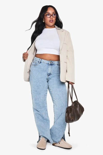 Product Plus Basics Split Hem Straight Leg Jeans