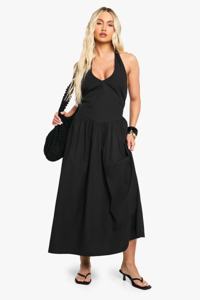 Product Cotton Poplin Halter Neck Midi Dress