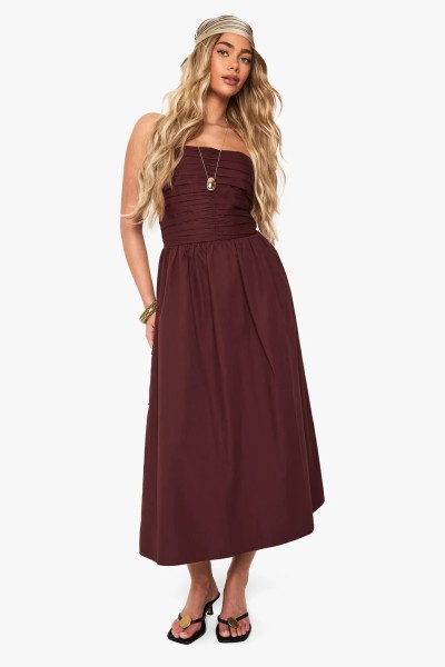 Product Cotton Poplin Ruched Detail Midi Dress