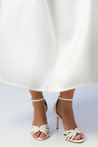 Product Wide Fit Bridal Tilda Faux Leather Lattice Front High Heel Sandals